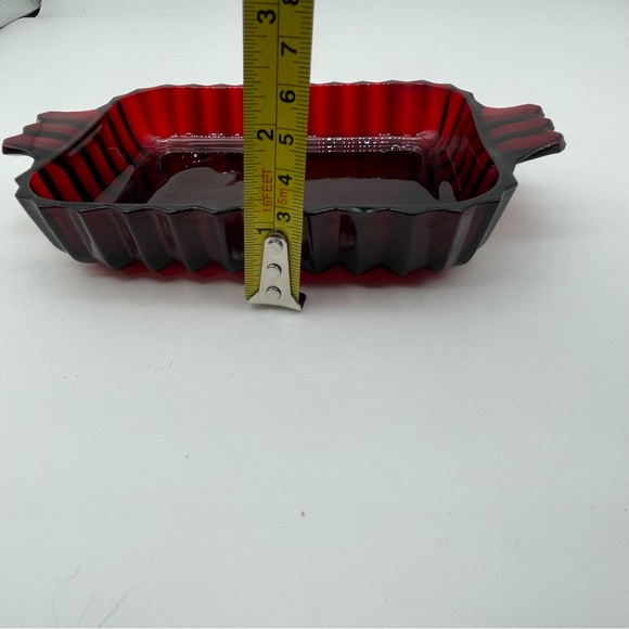 Anchor Hocking Ruby Red double handle starburst dish - Picture 7 of 7
